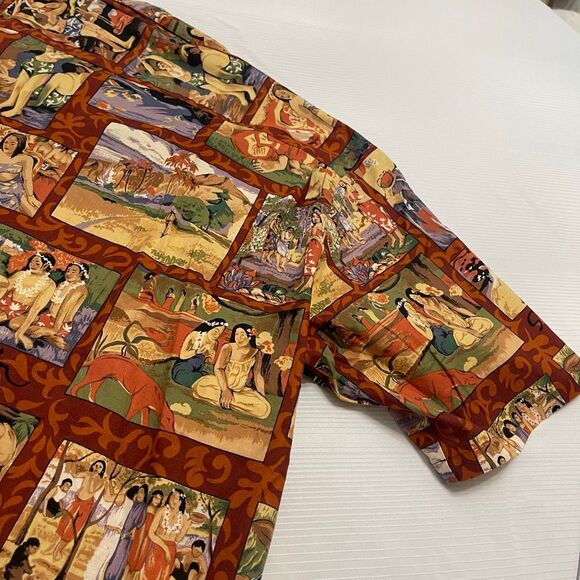 Tropical Moon Men’s VTG Hawaiian Aloha Gauguin Print Shirt Size XL Rare - Picture 7 of 8